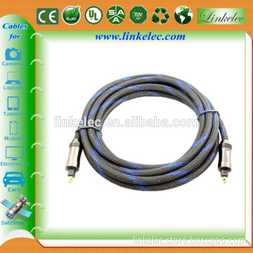 Nylon braid Fiber optical digital audio cable with toslink interface 10ft